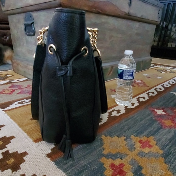 COACH ELLE Chain Tote Bag Black Pebble Leather - Picture 3 of 8